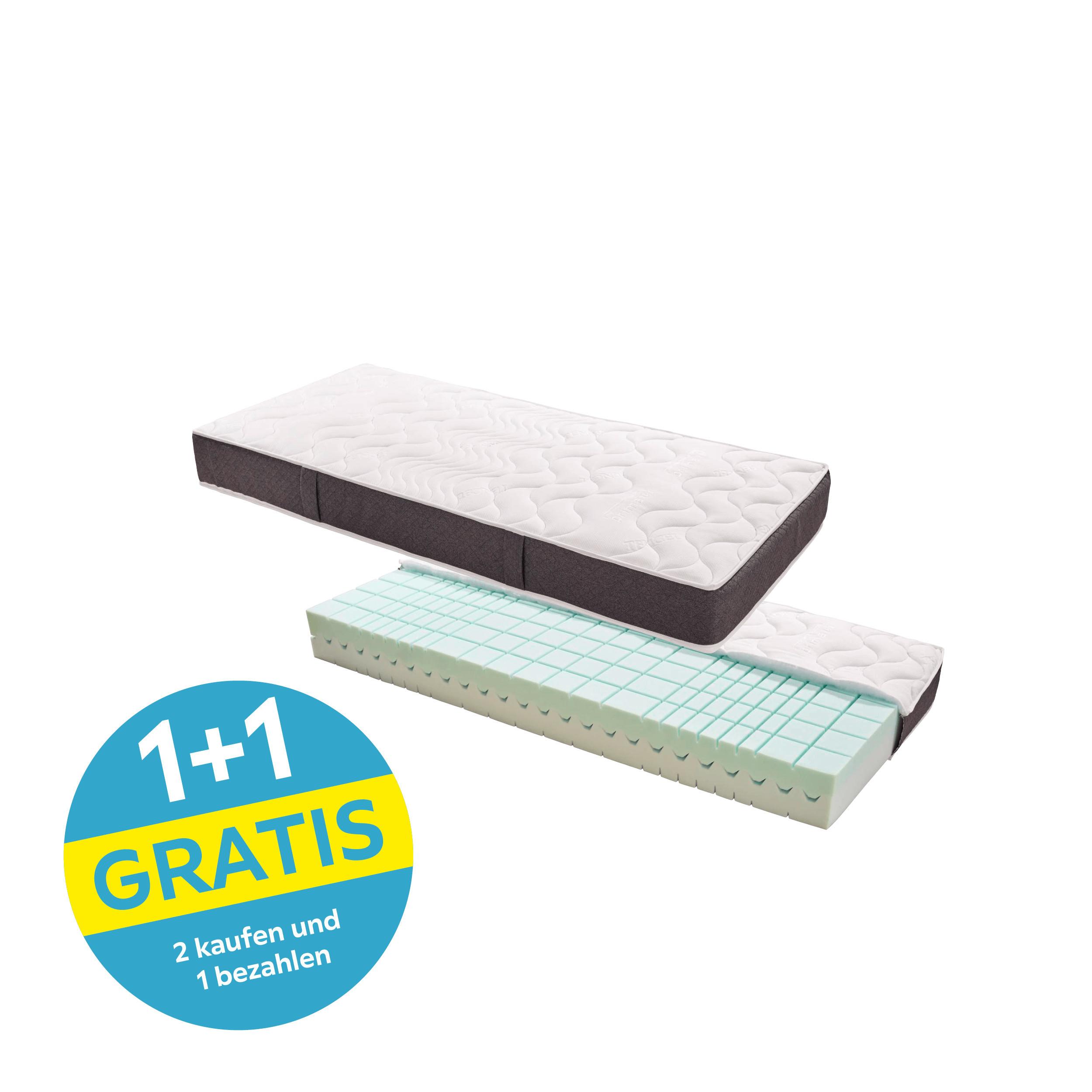 Komfortschaum- & Wendematratze Lifestyle 90x200cm H2/H3 - Weiß/Grau, MODERN, Textil (90/200cm) - Primatex Deluxe