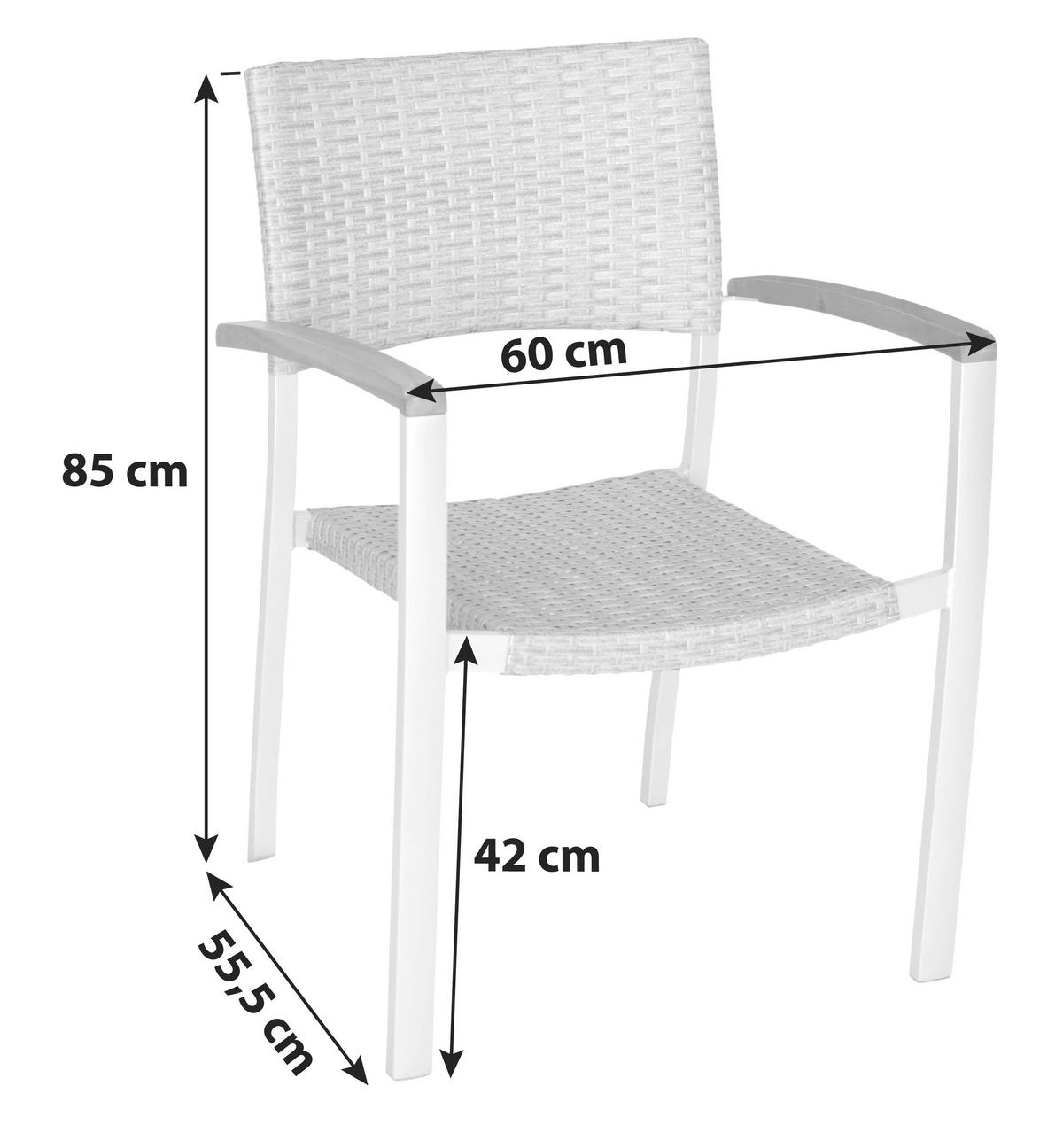 Gartensessel Stapelbar 2er-Set Silano Holz/Metall/Kunststoff - Beige/Silberfarben, ROMANTIK / LANDHAUS, Holz/Kunststoff (60/85/55,5cm) - Gardenson