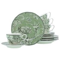 KAFFEESERVICE Grün, Weiß, 12--Teilig. - Weiß/Grün, Basics, Keramik - Creatable