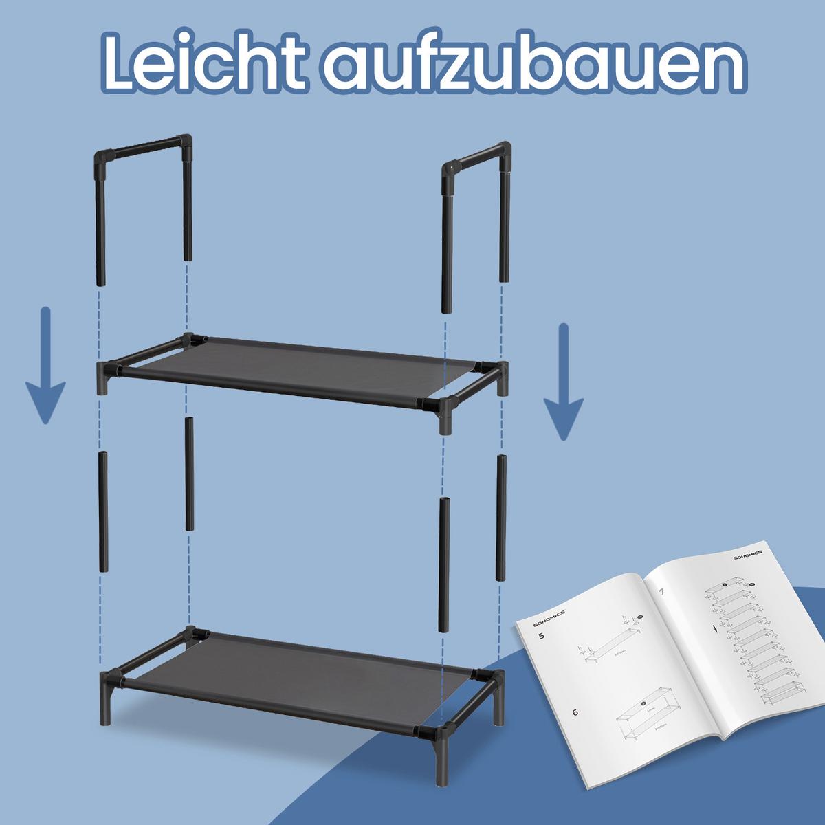 Schuhregal Schwarz B: 45 Cm - Schwarz, Basics, Textil/Metall (45/173/28cm)