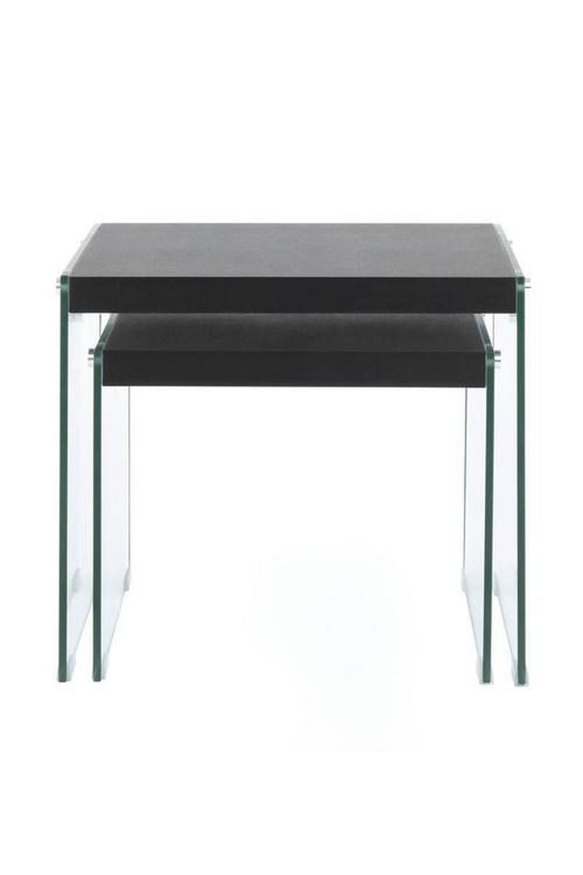 Beistelltisch 2er-set Elementary Schwarz - Klar/Schwarz, Basics, Glas/Holzwerkstoff - Kayoom