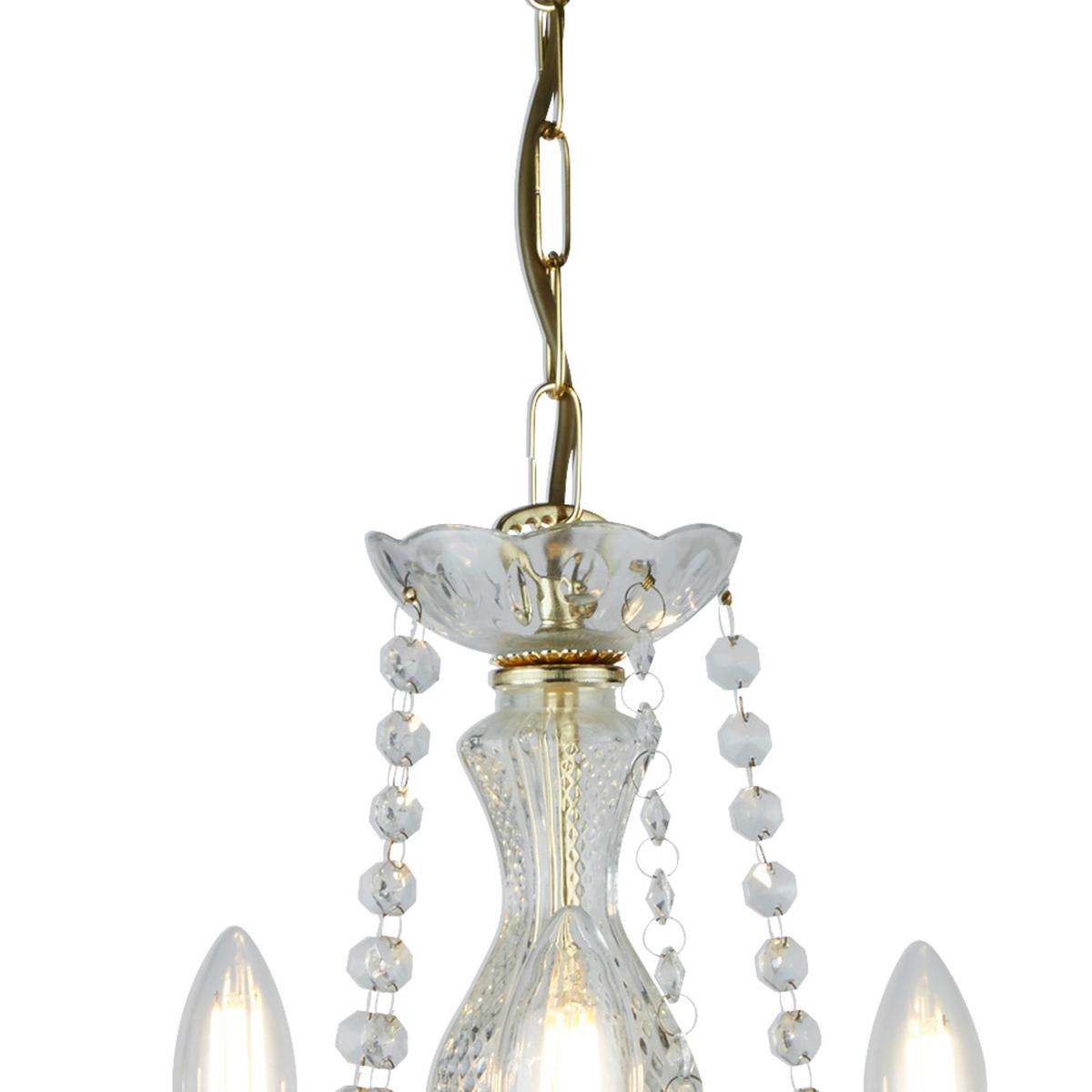 Kronleuchter Marie Therese 5xe14 Golden Kunststoff/Glas - Goldfarben, KONVENTIONELL, Glas/Kunststoff (48/120cm)