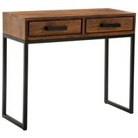 Konsolentisch mit Schubladen, Sheesham Massiv - Sheeshamfarben/Schwarz, KONVENTIONELL, Holz/Metall (90/35,5/76,5cm) - MID.YOU