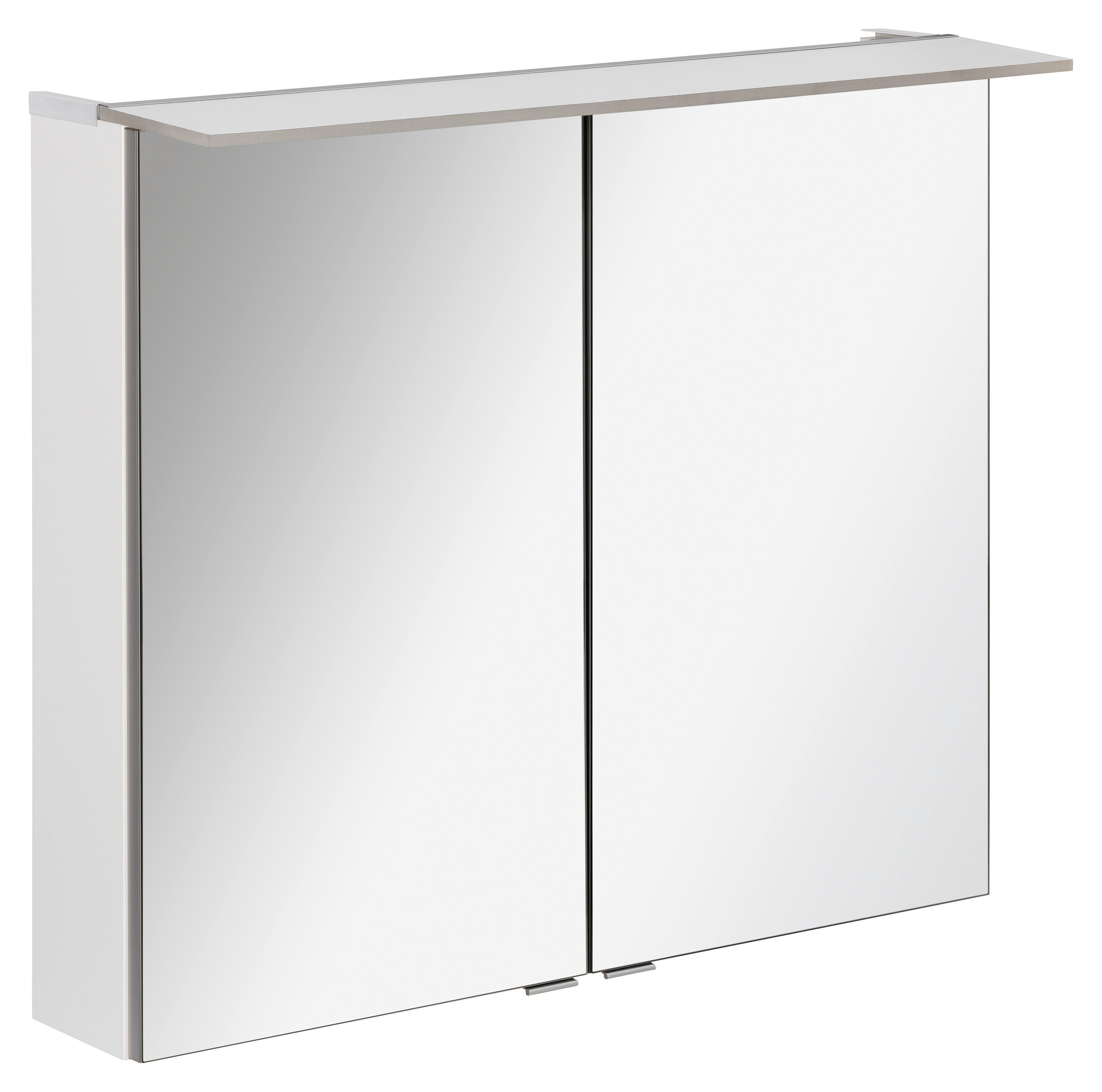 Spiegelschrank B.perfekt + Led 2-Türig 80x69,5x23,5 cm Weiß - Weiß, MODERN, Glas/Holzwerkstoff (80/69,5/23,5cm) - MID.YOU