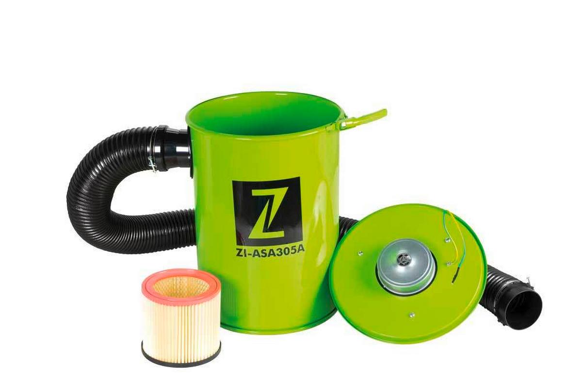 Absauganlage Zi-asa305a 50 L + Versch. Anschlussadapter - Grün, Basics, Metall (40,7/62,3/37,5cm) - Zipper