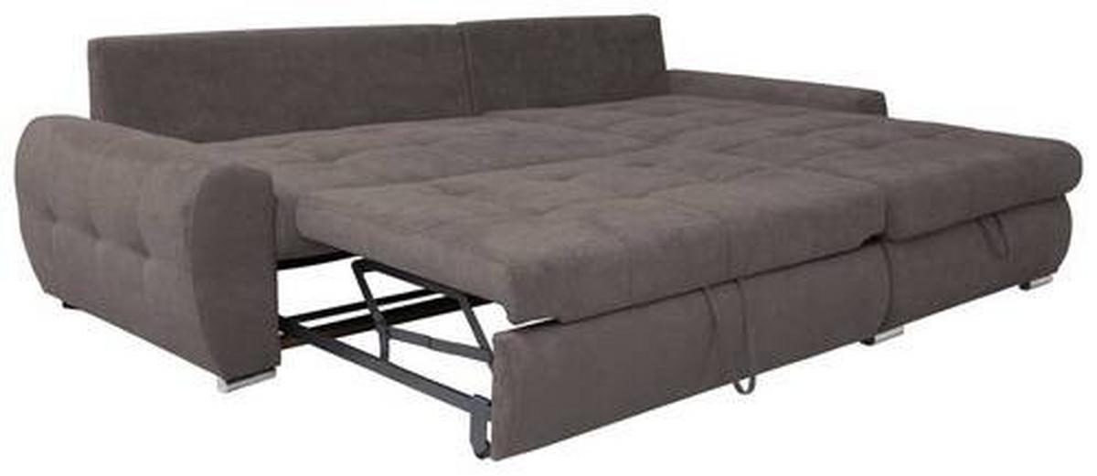 Ecksofa Mit Schlaffunktion Solar Braun 277x175 Cm - Chromfarben/Braun, Design, Textil (277/175cm) - Livetastic