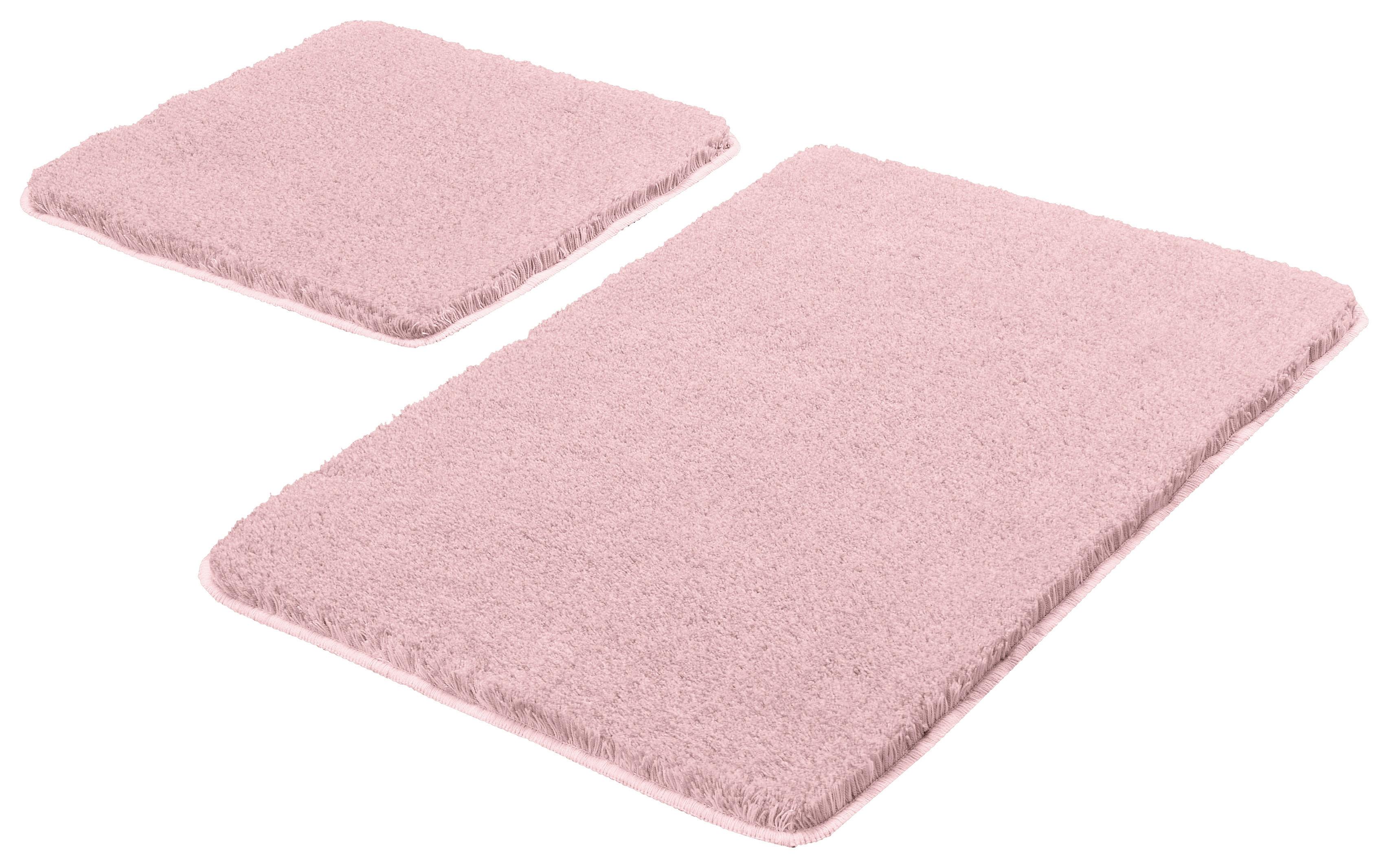 Badteppich Set Noble 85x55 cm Rosa Waschbar/Rutschhemmend - Rosa, KONVENTIONELL, Textil (55x85/50x50cm) - Kleine Wolke