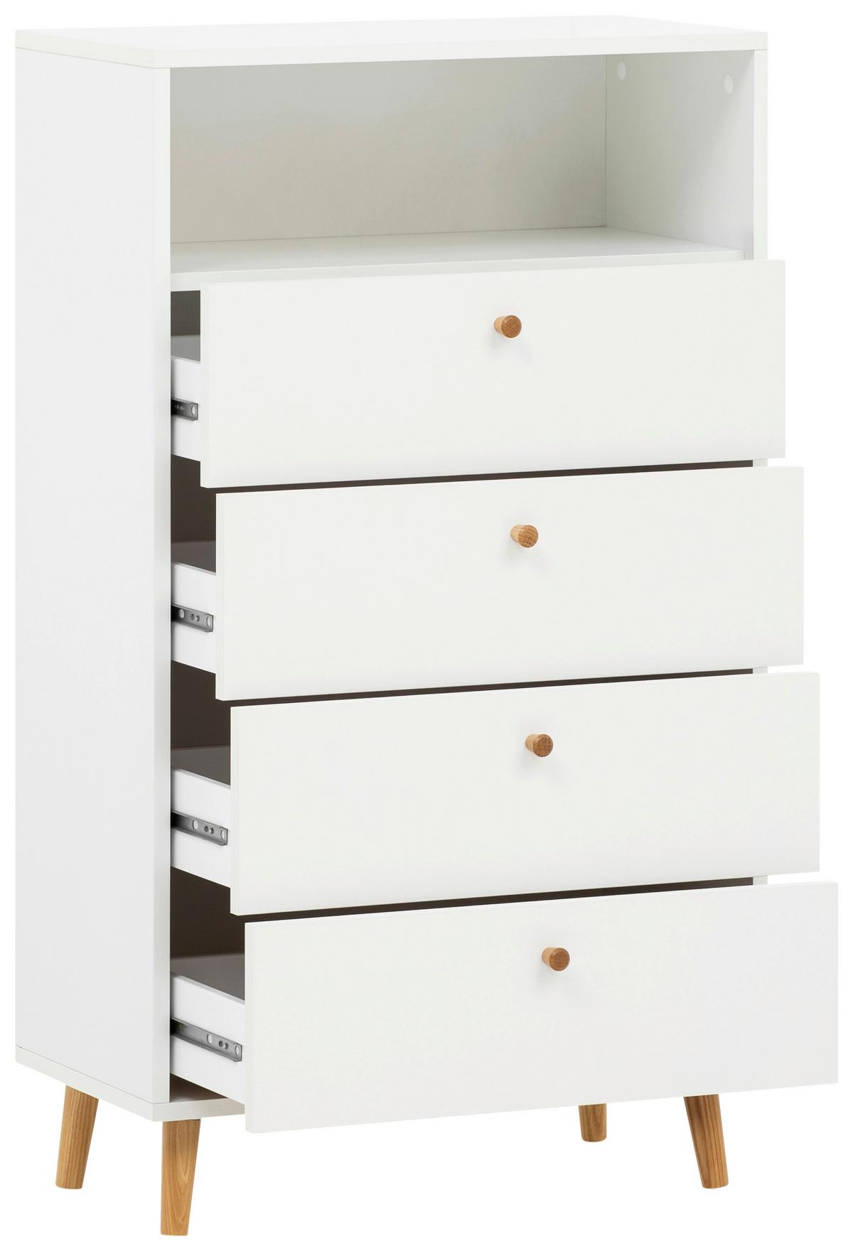 Highboard Bjarne, Weiß B: 60,2 Cm - Weiß/Grün, Design, Holzwerkstoff (60,2/104,4/33,05cm) - MID.YOU