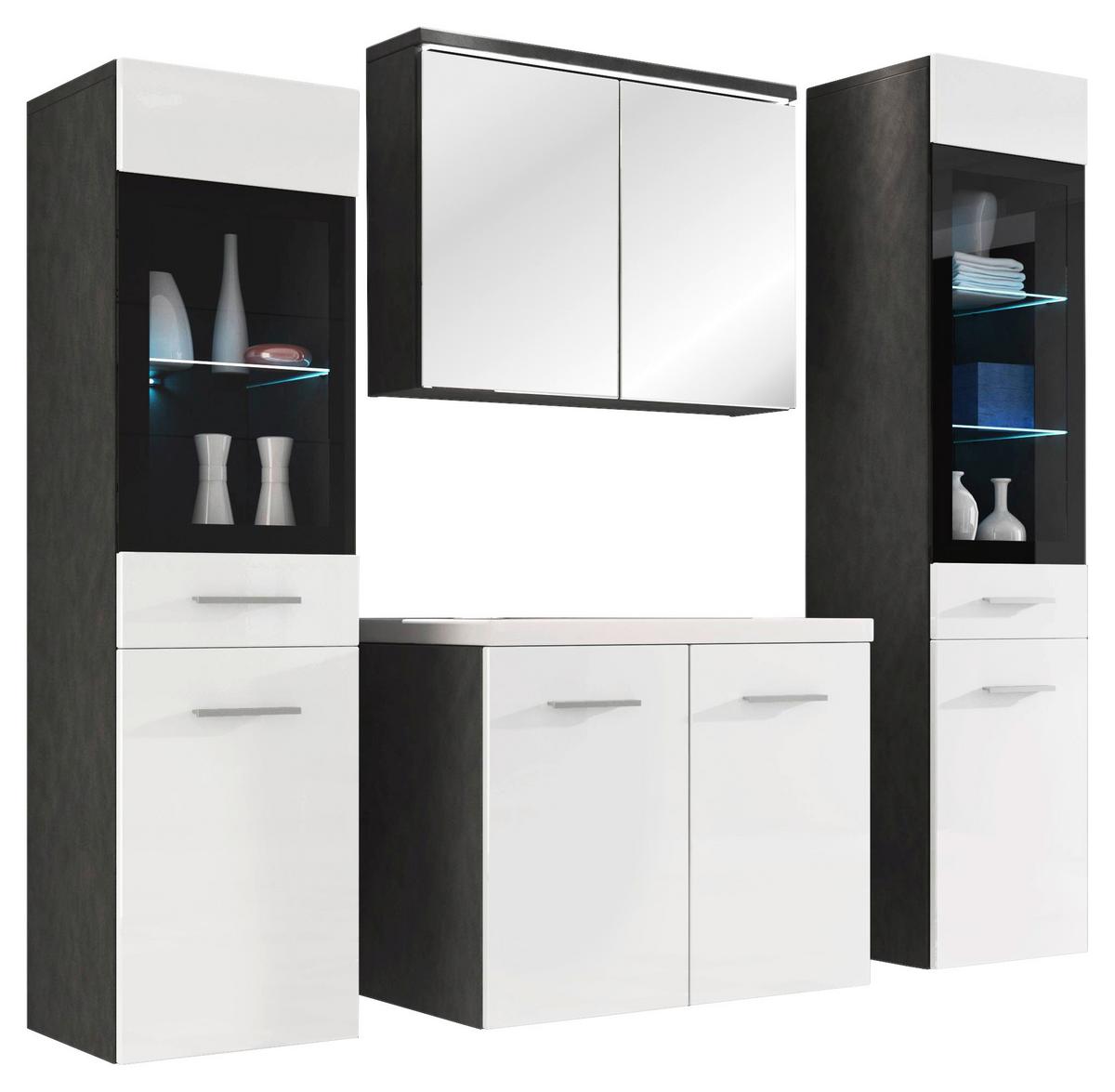 Kúpeľňa MADRIT II - biela/biela s vysokým leskom, Basics, kompozitné drevo/plast (120cm) - P & B