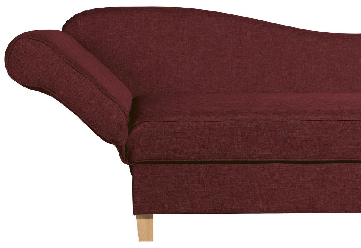 Recamiere Selma Rot Links Mit Bettkasten+schlaffunktion - Rot/Buchefarben, Design, Textil (190/82/88cm) - Max Winzer