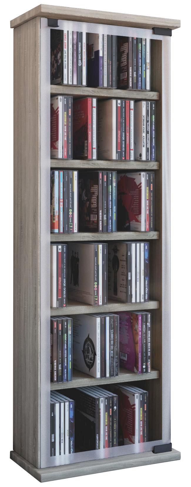 CD-regal Classic B: 31 cm - Sonoma Eiche, KONVENTIONELL, Glas/Holzwerkstoff (31/92/18cm)