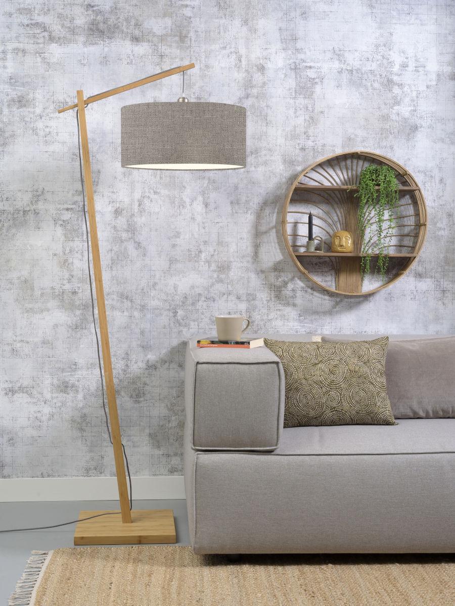 Stehlampe Andes Hellbraun/ Naturfarben Mit Fußschalter - Hellbraun/Naturfarben, Design, Holz/Textil (70/176cm) - Good & Mojo