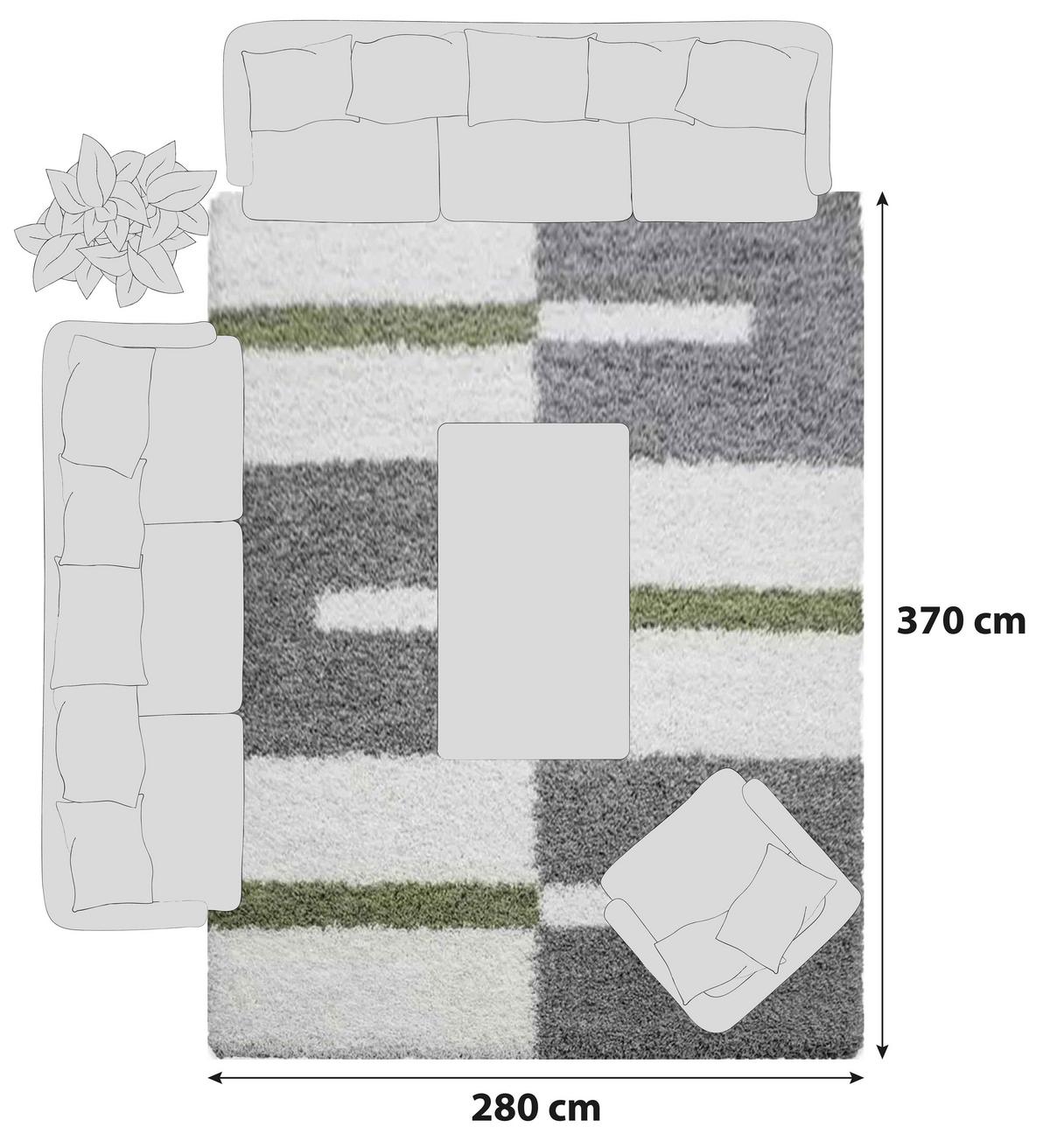 Hochflor Teppich Grün Gala 280x370 Cm - Grün, Design, Textil (280/370cm)
