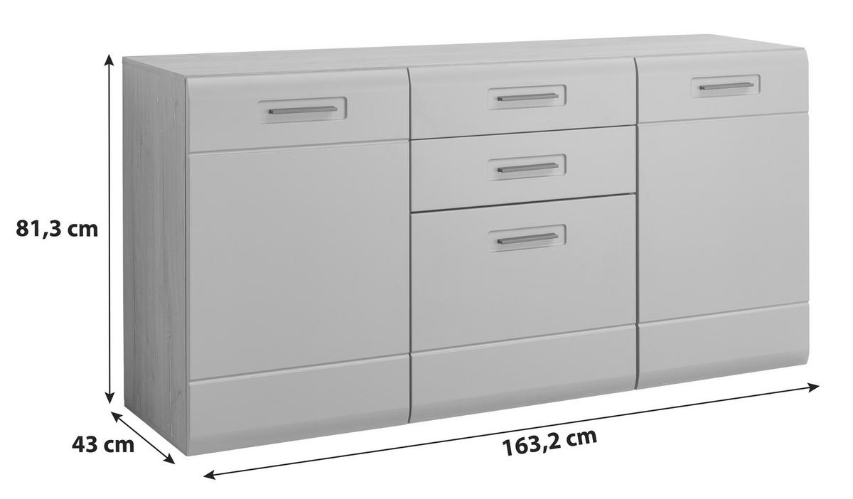 Tálalószekrény Auris - tölgyfa színű/fehér, Modern, faalapú anyag (163,2/81,3/43,1cm) - Luca Bessoni