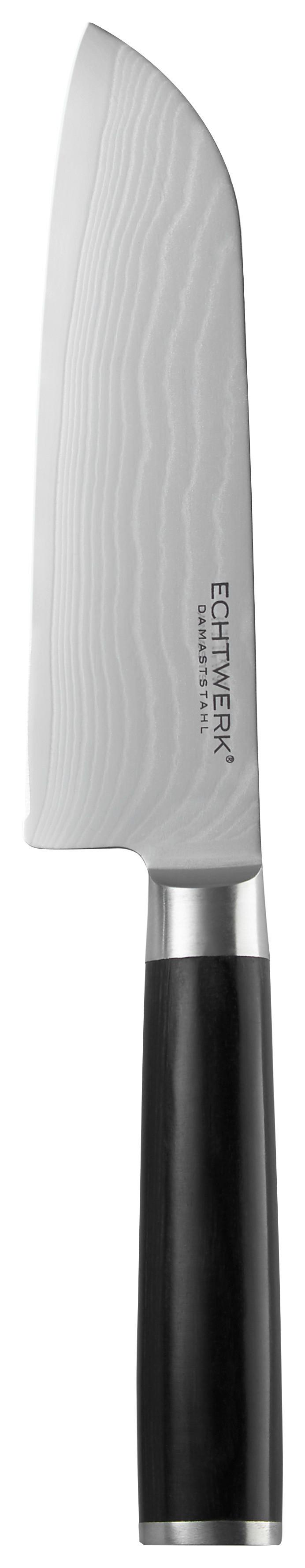 NÔŽ SANTOKU damašková oceľ - farba ušľachtilej ocele, Modern, kov (30,5cm) - Echtwerk