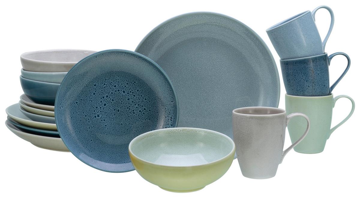 Kombiservice Reactive Keramik 4 Personen Geschirr Set - Multicolor, MODERN, Keramik (35/35/34cm) - Creatable
