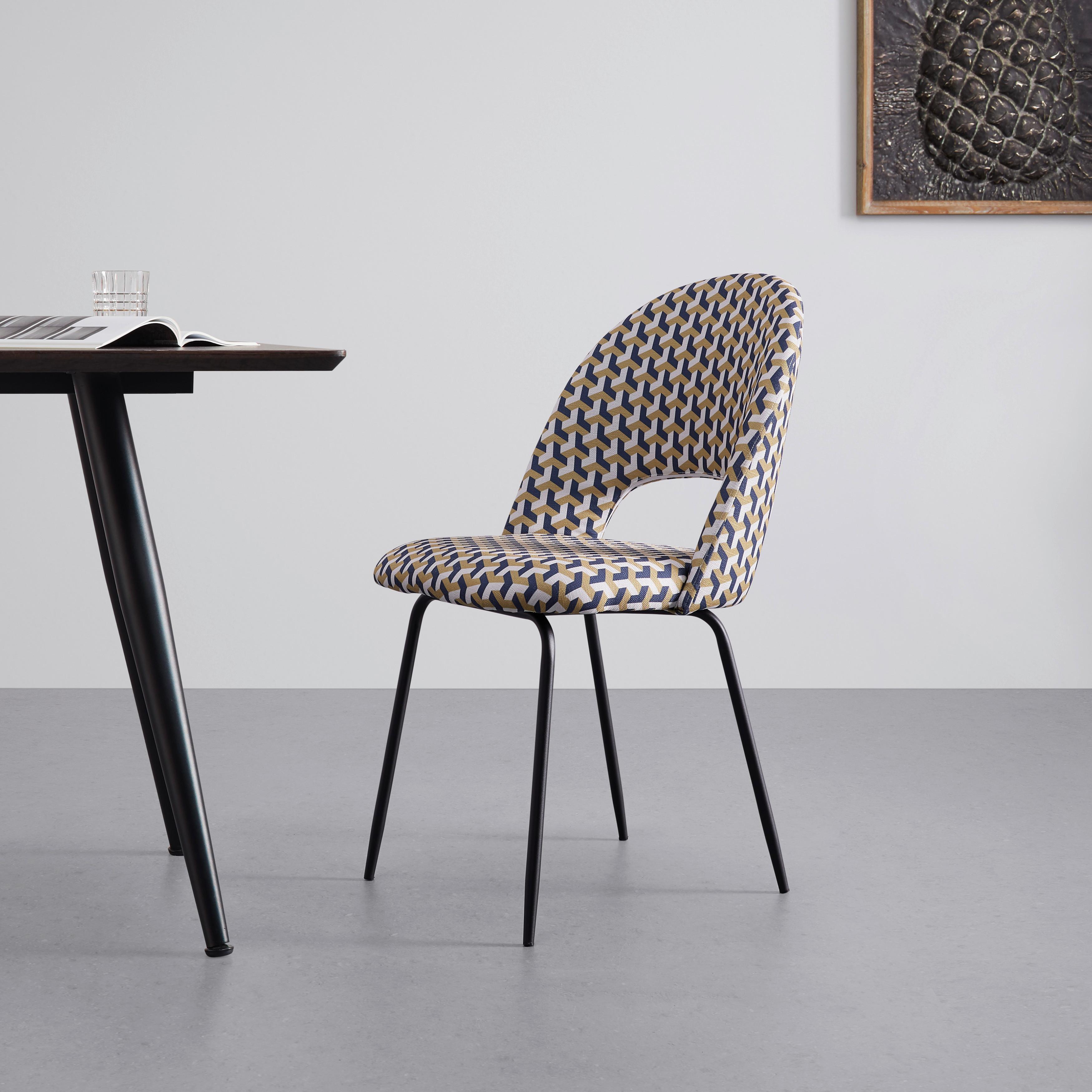 Židle Romy - černá/vícebarevná, Moderní, kov/textil (51/88/58cm) - Bessagi Home