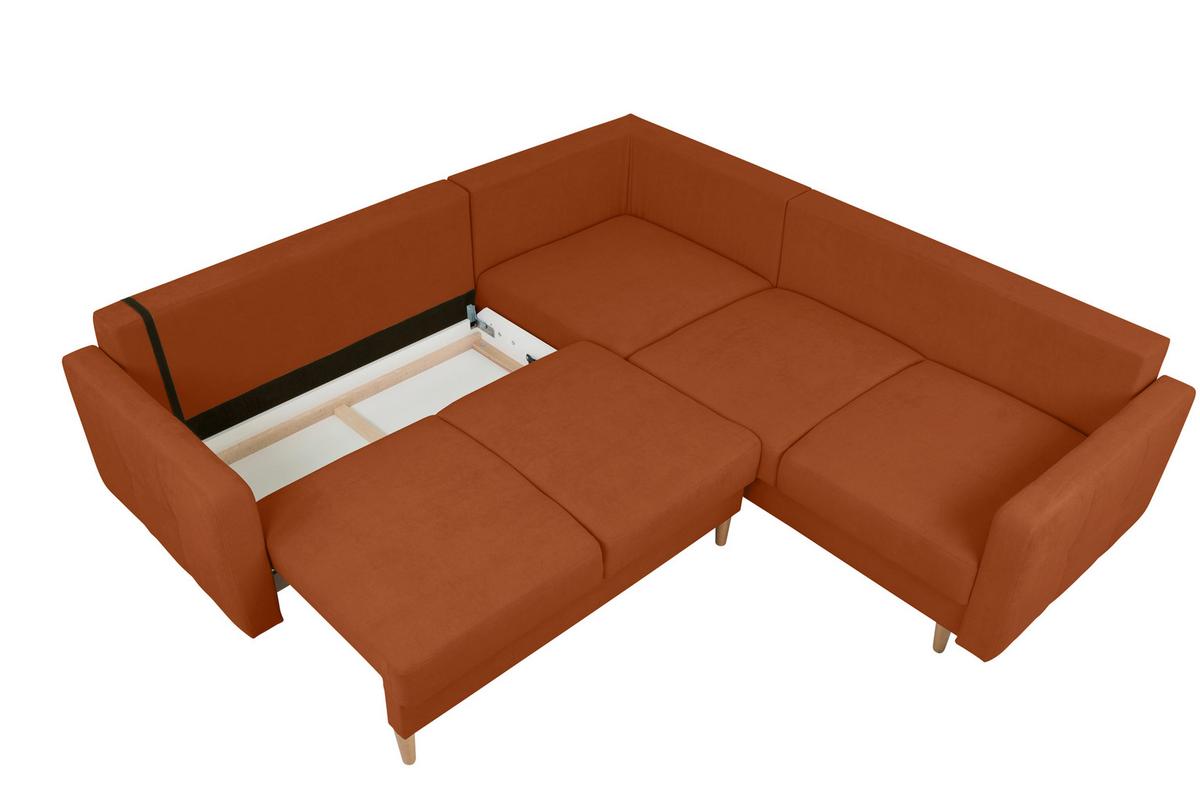 Ecksofa Noret Terracotta S: 242x242 Cm - Buchefarben/Terracotta, Design, Textil (242/242cm) - MID.YOU