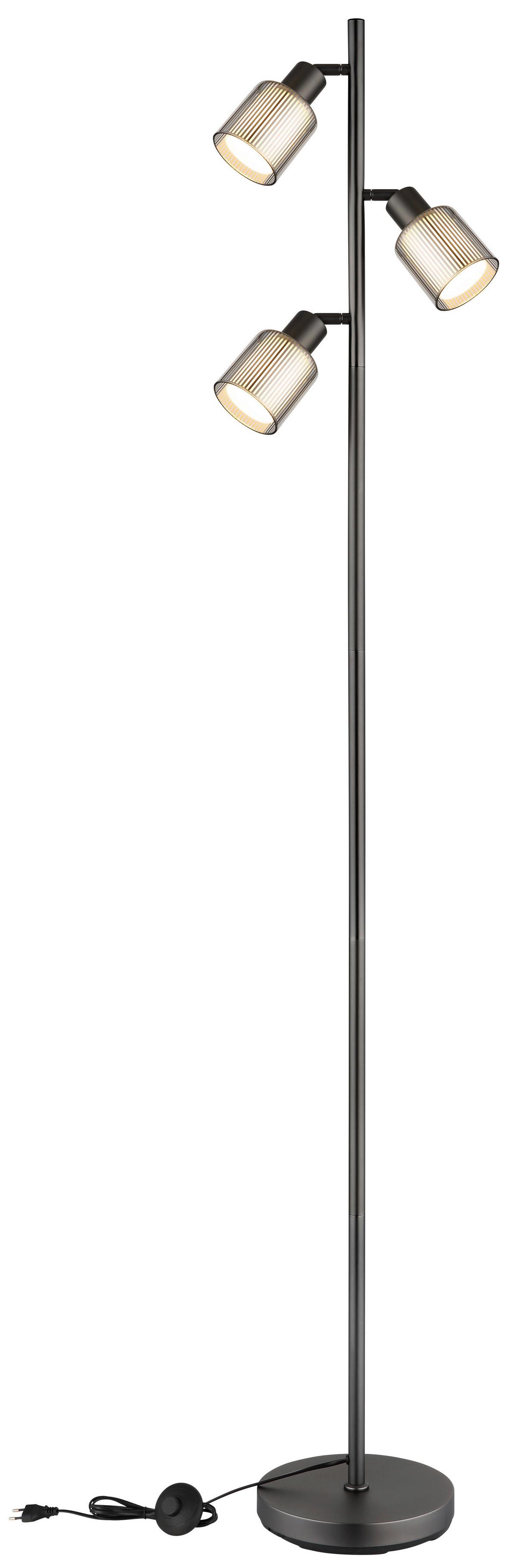 Stehleuchte Exkl. E14, 25w - Schwarzchrom/Schwarz, Design, Glas/Kunststoff (33/22/161cm) - Globo