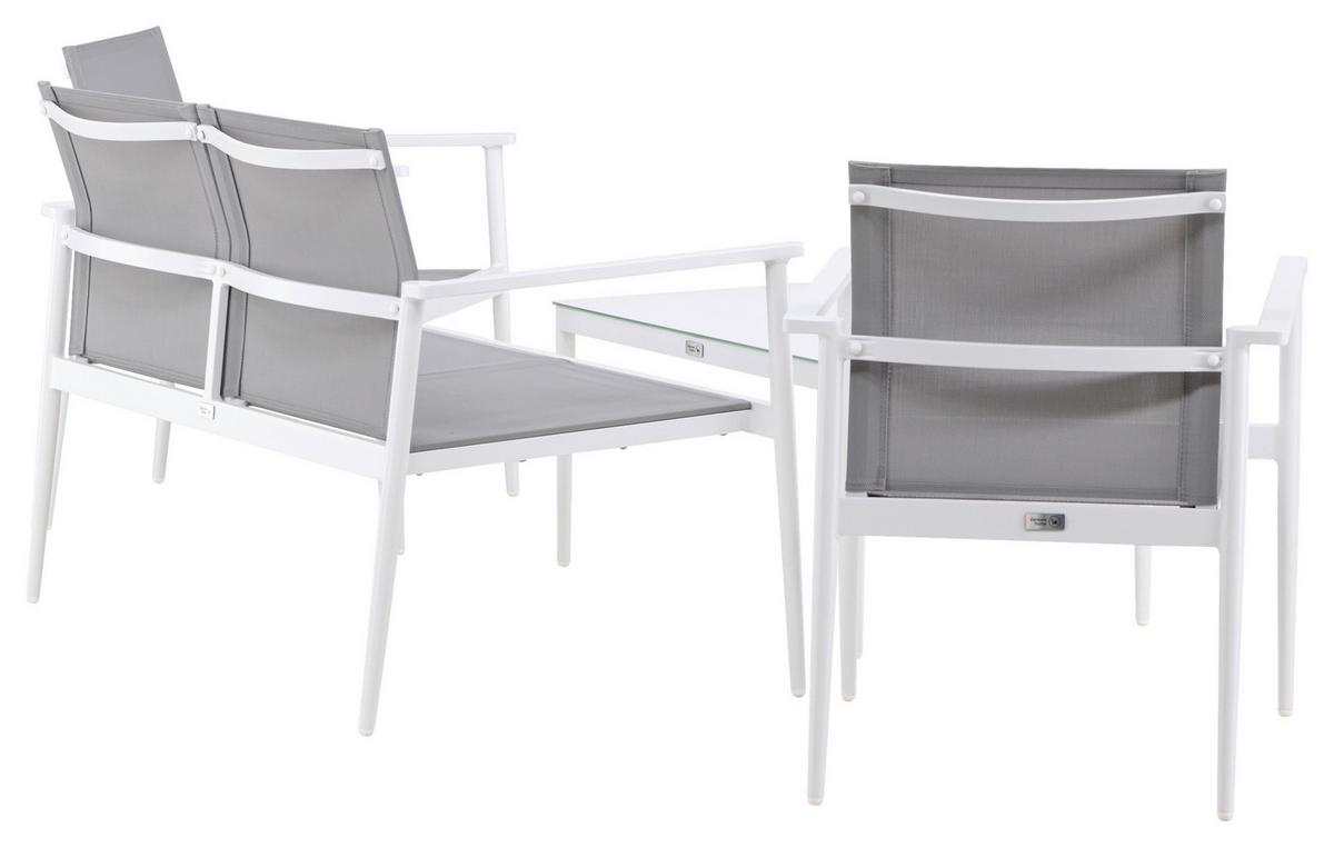 Loungegarnitur Break - Weiß/Grau, KONVENTIONELL, Glas/Textil - Gardenson