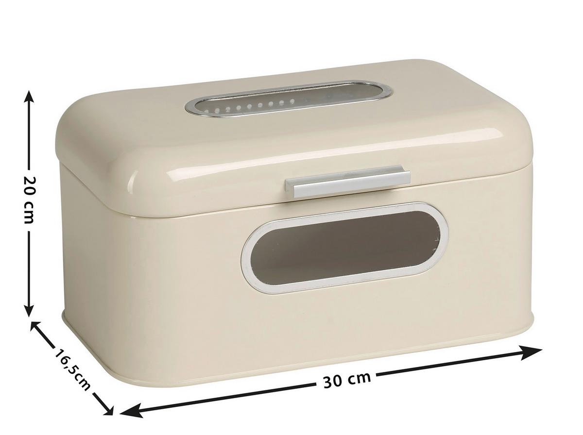 Brotkasten Retro Creme, L/b/h: 30x20x16,5 Cm - Creme, Basics, Metall (30/20/16,5cm) - Echtwerk