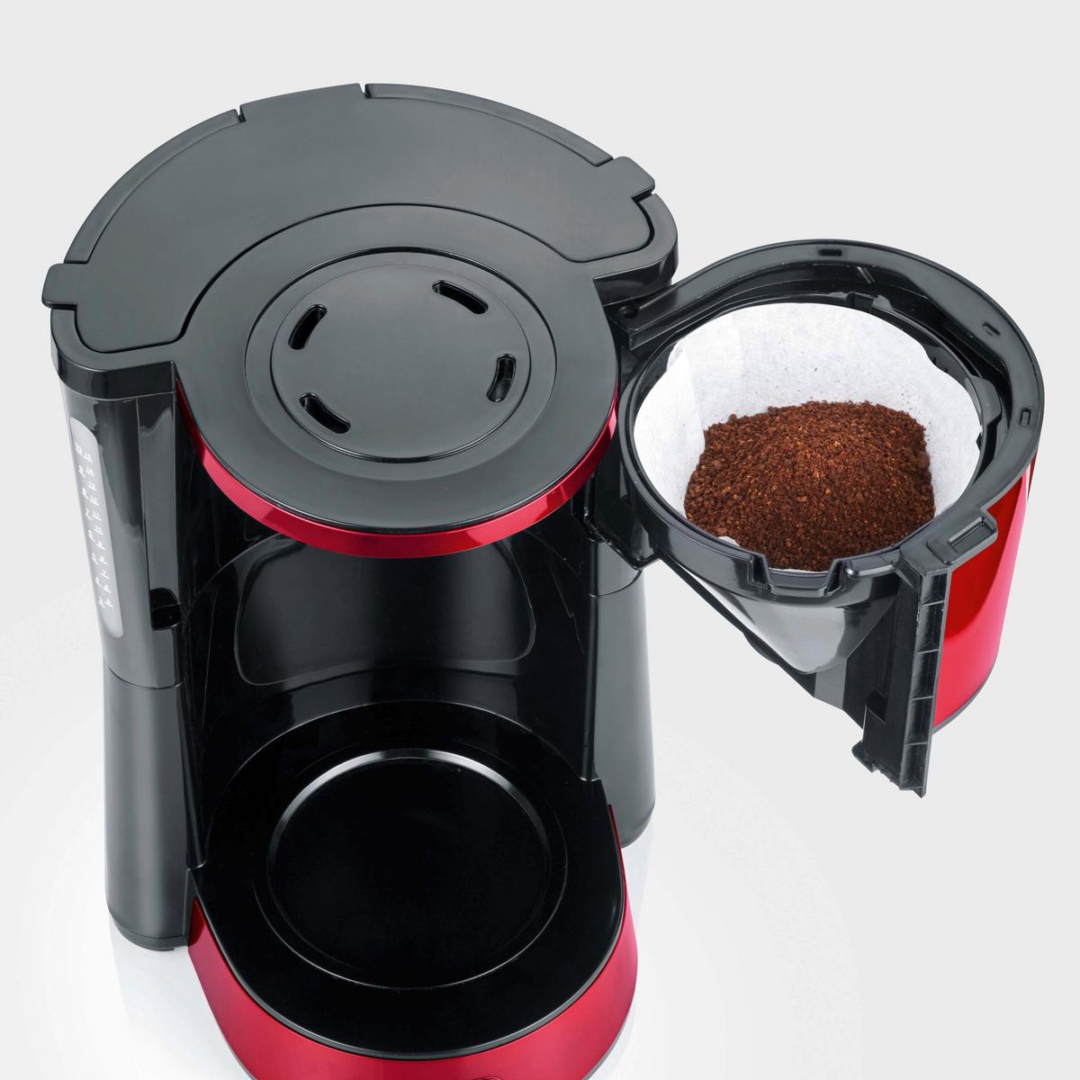 Kaffeemaschine Mary 10 Tassen Glaskanne 1,25 L - Rot/Schwarz, Glas/Kunststoff (29/23/34cm) - Severin