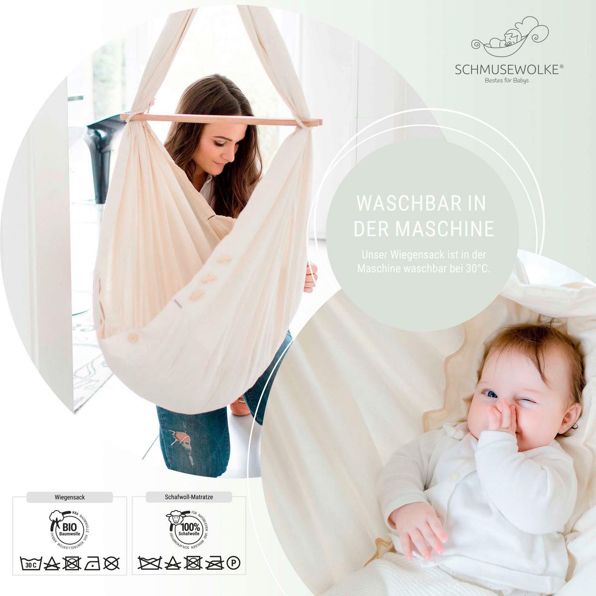 Federwiege Sw-Set-Ft-M-001 - Beige/Weiß, Basics, Kunststoff/Textil (135/194/135cm) - SCHMUSEWOLKE