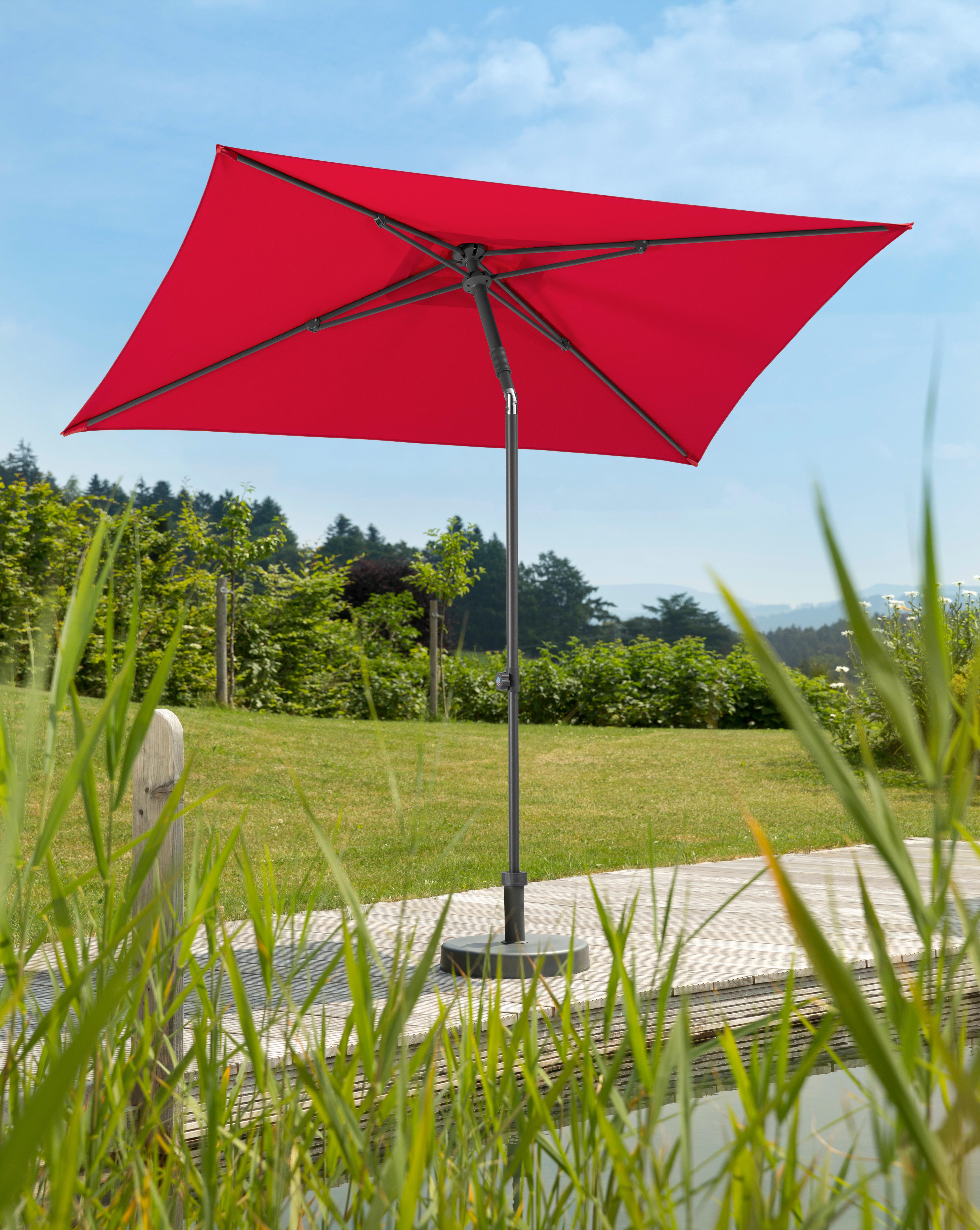 Sonnenschirm Sevilla BxHxT: 140x250x240 cm Rot - Anthrazit/Rot, Basics, Textil/Metall (140/250/240cm) - Schneider