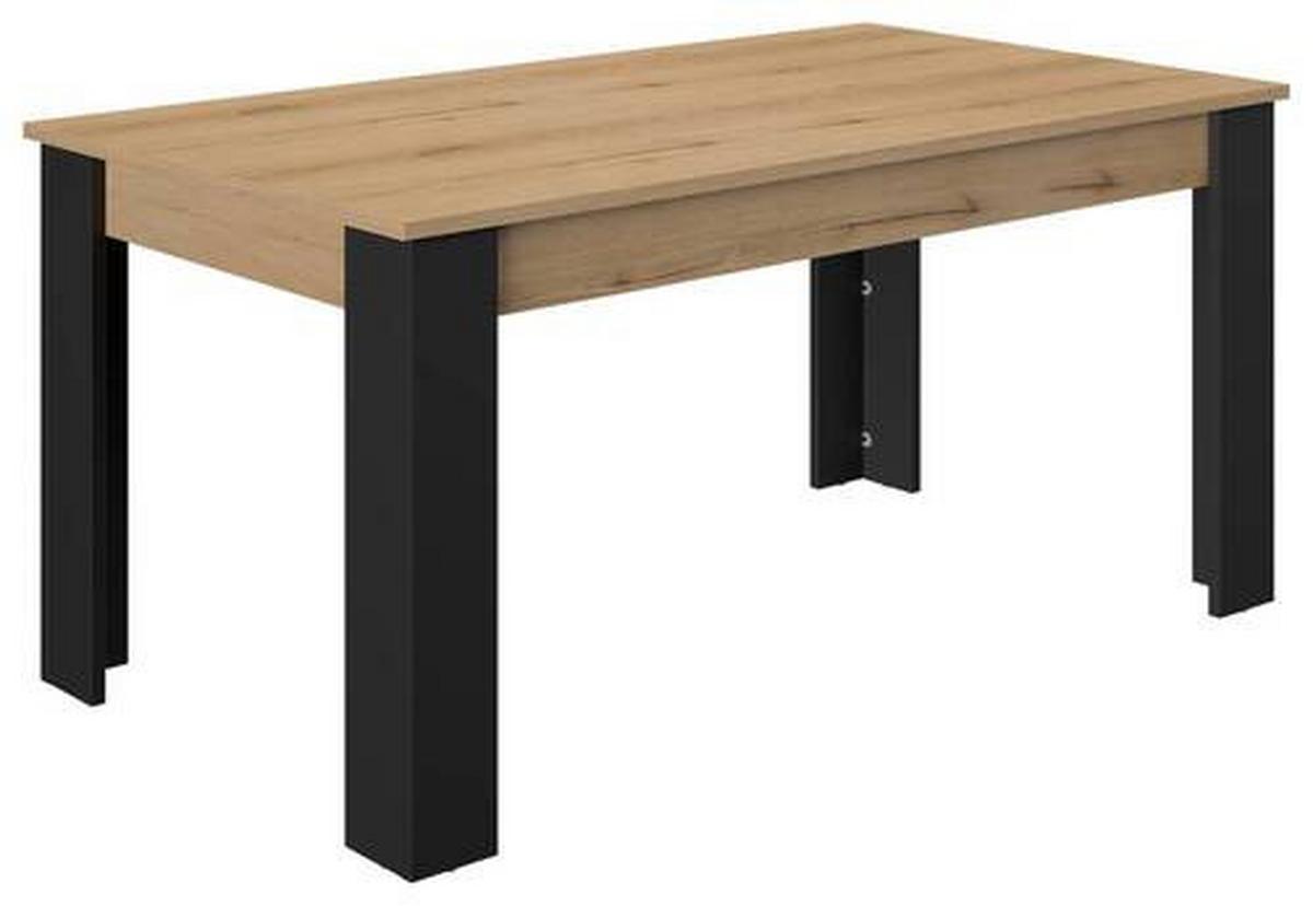 Esstisch Trust Eichefarben/Schwarz L: 160 cm - Eichefarben/Schwarz, MODERN, Holzwerkstoff (160/90/77cm) - MID.YOU