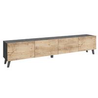 Lowboard Phuket 190 Anthrazit, Kastanie B: 190 cm - Kastanieneichefarben/Anthrazit, Design, Holzwerkstoff (190/40/32cm) - P & B