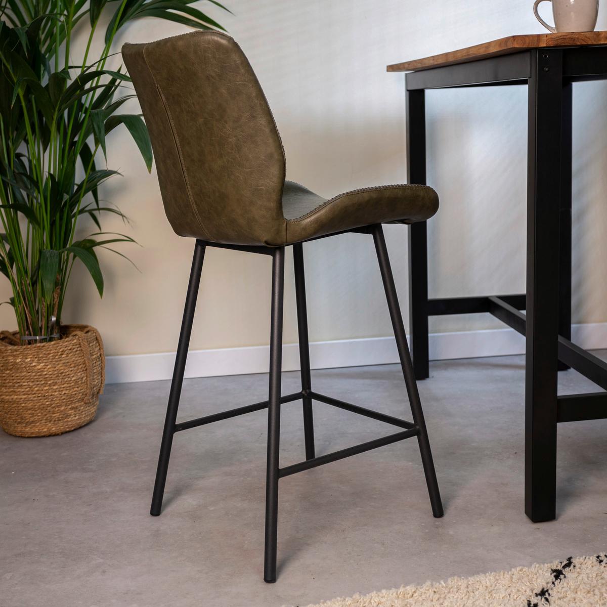 Barhocker-Set Barron - Schwarz/Grün, KONVENTIONELL, Kunststoff/Textil (47/99/55cm) - MID.YOU