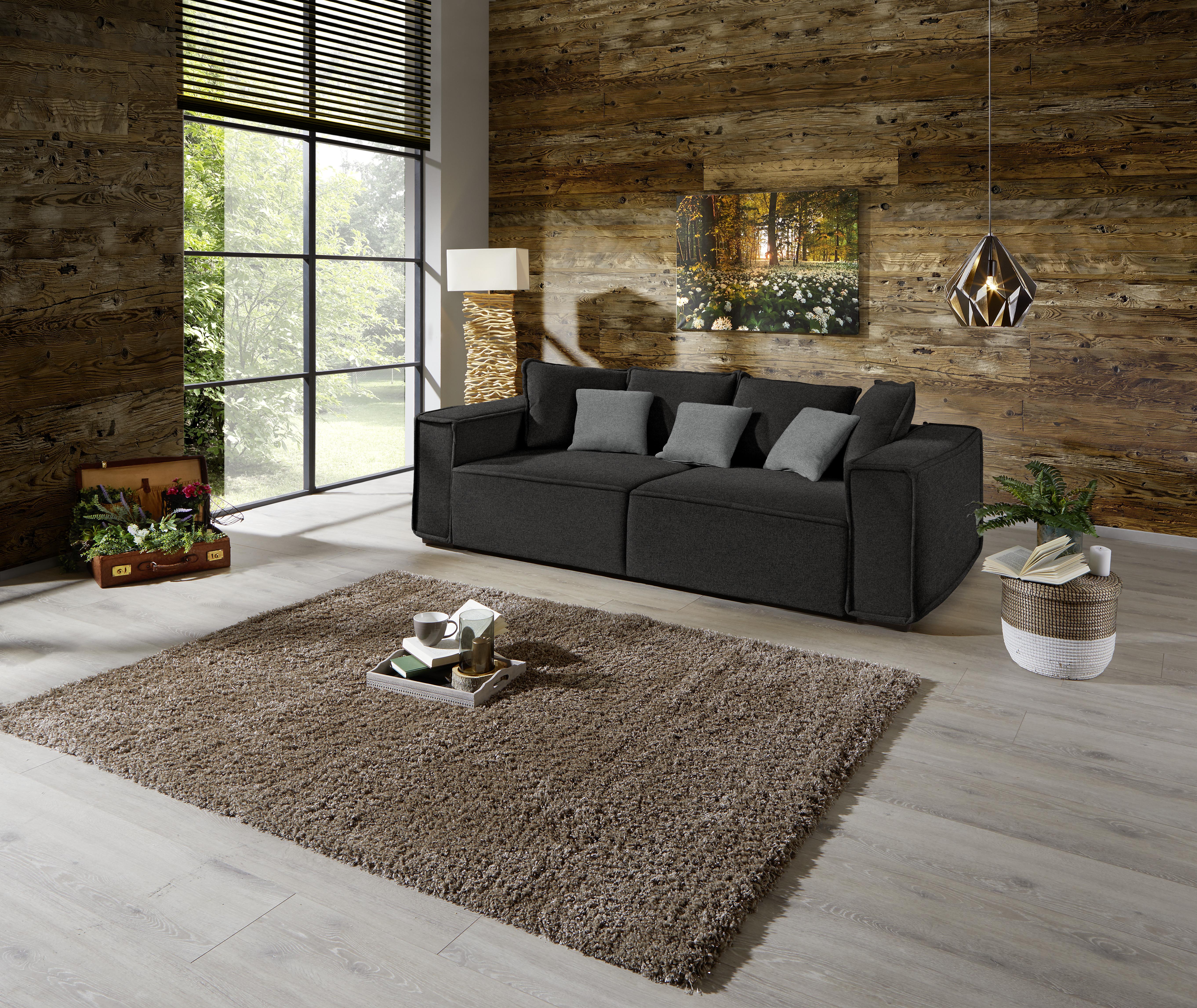 Bigsofa mit Kissen Surf, Mikrofaser - Anthrazit/Grau, MODERN, Holz/Textil (244/62/117cm) - Luca Bessoni