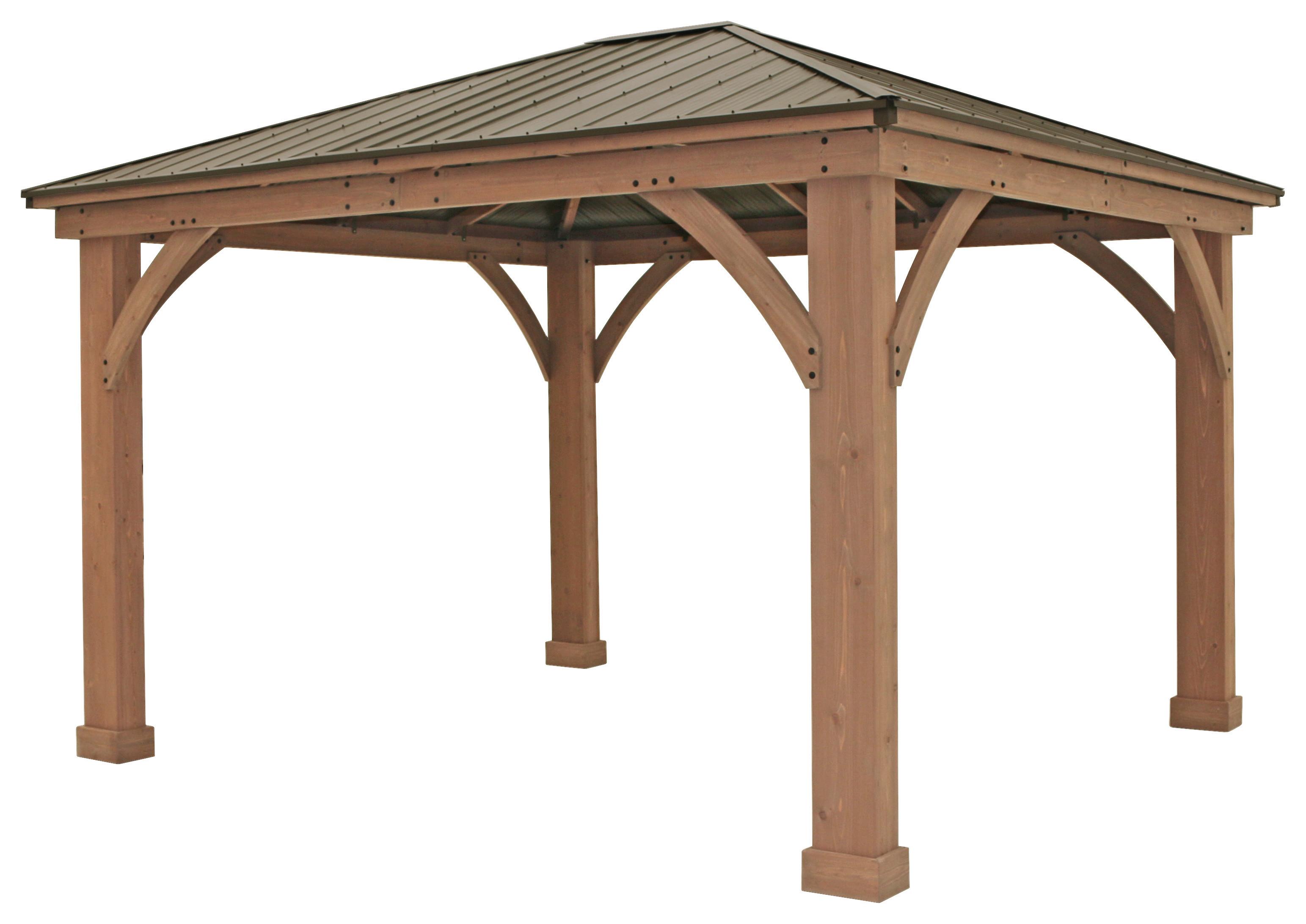 Pavillon Devon 427x365cm wetterfest - Bronzefarben/Mokka, Basics, Holz/Metall (427/317,5/365cm)