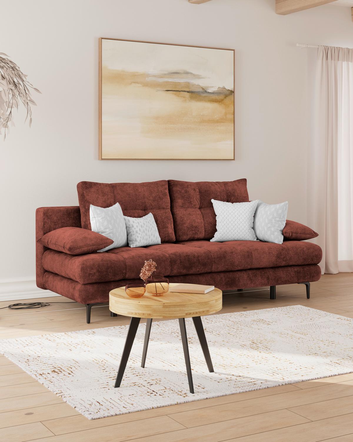 Schlafsofa Perla Rot B: 203 Cm - Bordeaux/Schwarz, KONVENTIONELL, Textil (203/94/96cm)