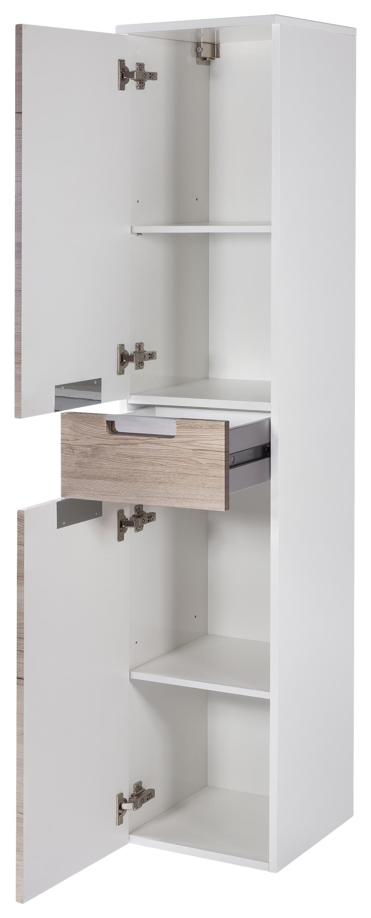 Hochschrank Mit 1 Lade Mars B: 33 cm Eiche Dekor - Eichefarben/Weiß, MODERN, Holzwerkstoff (33,0/159/35cm) - MID.YOU