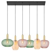 Hängeleuchte Bunti - Pink/Goldfarben, MODERN, Glas/Metall (119.5/46/120cm)