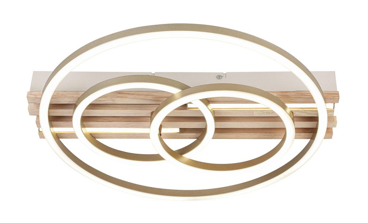 LED-DECKENLEUCHTE CELAL - Champagner/Eichefarben, Basics, Holzwerkstoff/Kunststoff (42/40/7cm) - Luca Bessoni