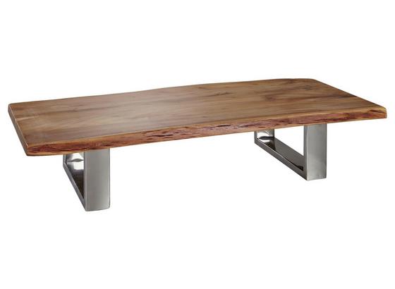 Couchtisch Asura L: ca. 115 cm - Chromfarben/Akaziefarben, Design, Holz/Metall (115/58/25cm) - Carryhome Couchtisch Asura L: ca. 115 cm - Chromfarben/Akaziefarben, Design, Holz/Metall (115/58/25cm) - Carryhome