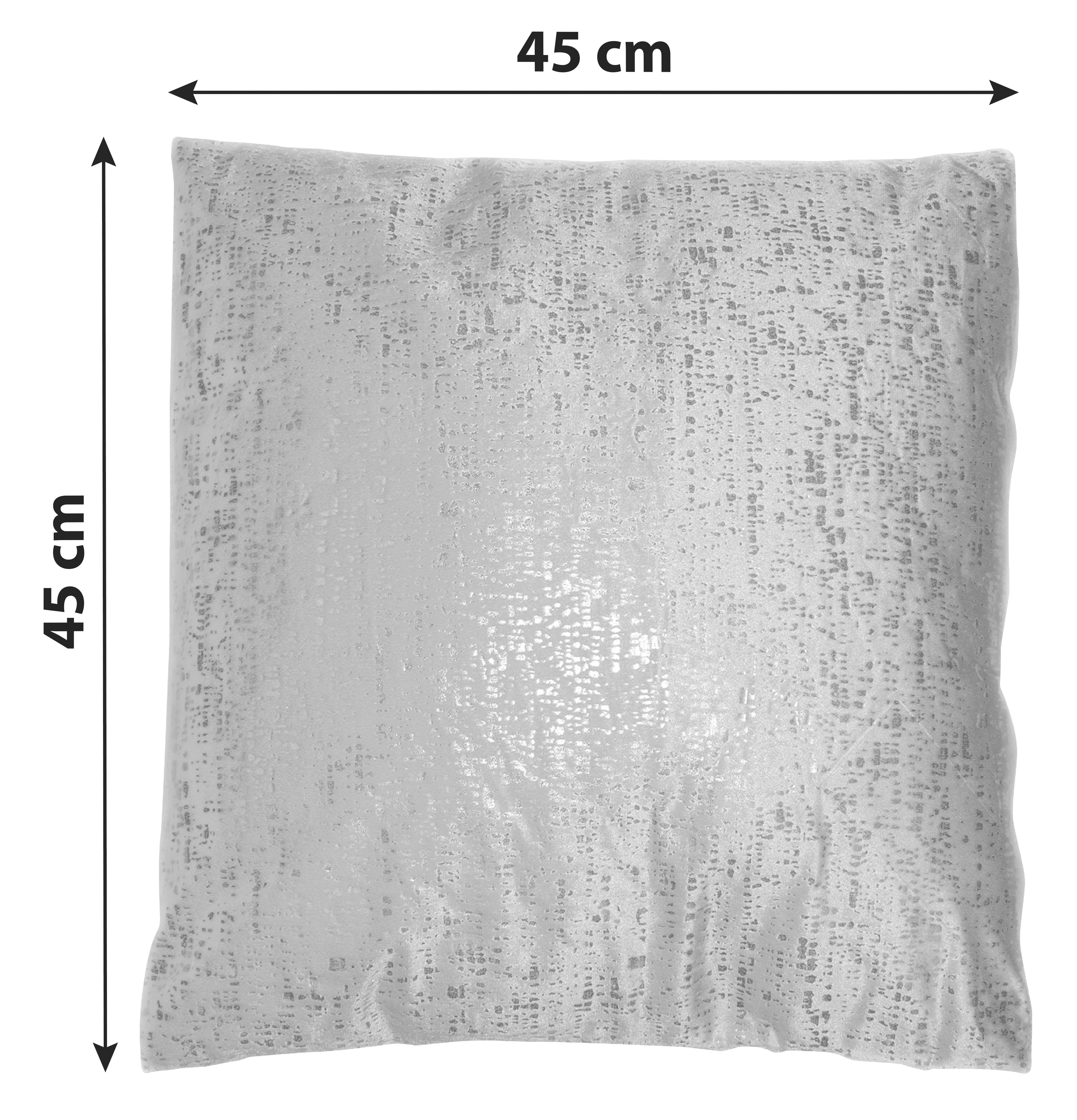 Zierkissen Helen 45x45 Cm Samt Silber Mit Zipp - Silberfarben, MODERN, Textil (45/45cm) - Luca Bessoni