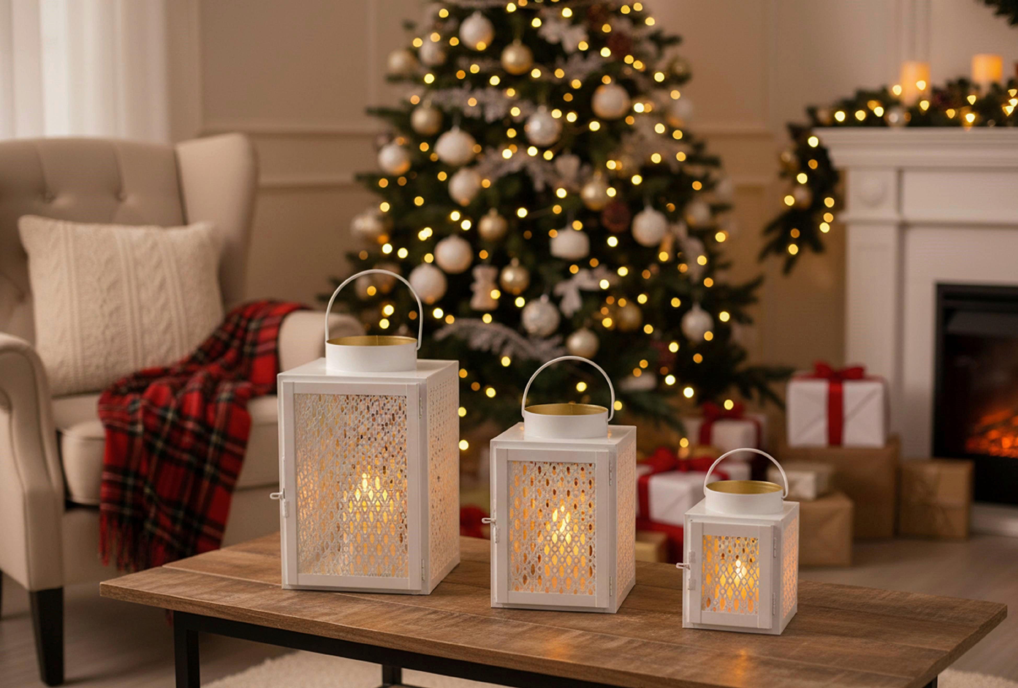 Laterne Leon - Goldfarben/Weiß, KONVENTIONELL, Metall (10/10/14cm) - Luca Bessoni