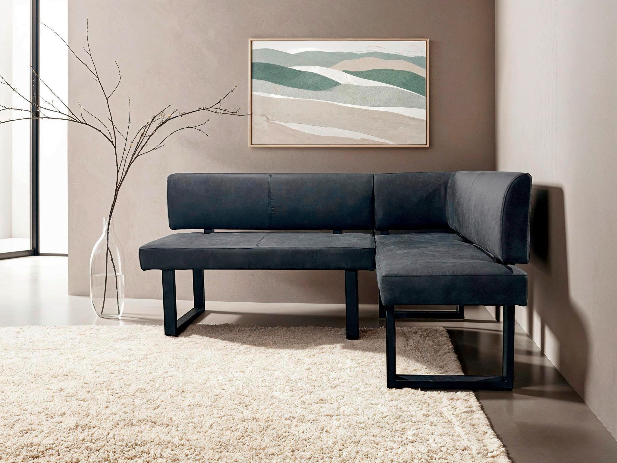 Eckbank Vancouver Anthrazit, Schwarz 181x125 cm - Anthrazit/Schwarz, Design, Textil/Metall (181,5/125cm) - MID.YOU