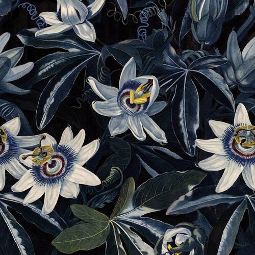 Fototapete Blumenmeer - Blau/Schwarz, Trend, Papier/Kunststoff (200/280cm)