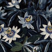 Fototapete Blumenmeer - Blau/Schwarz, Trend, Papier/Kunststoff (200/280cm)