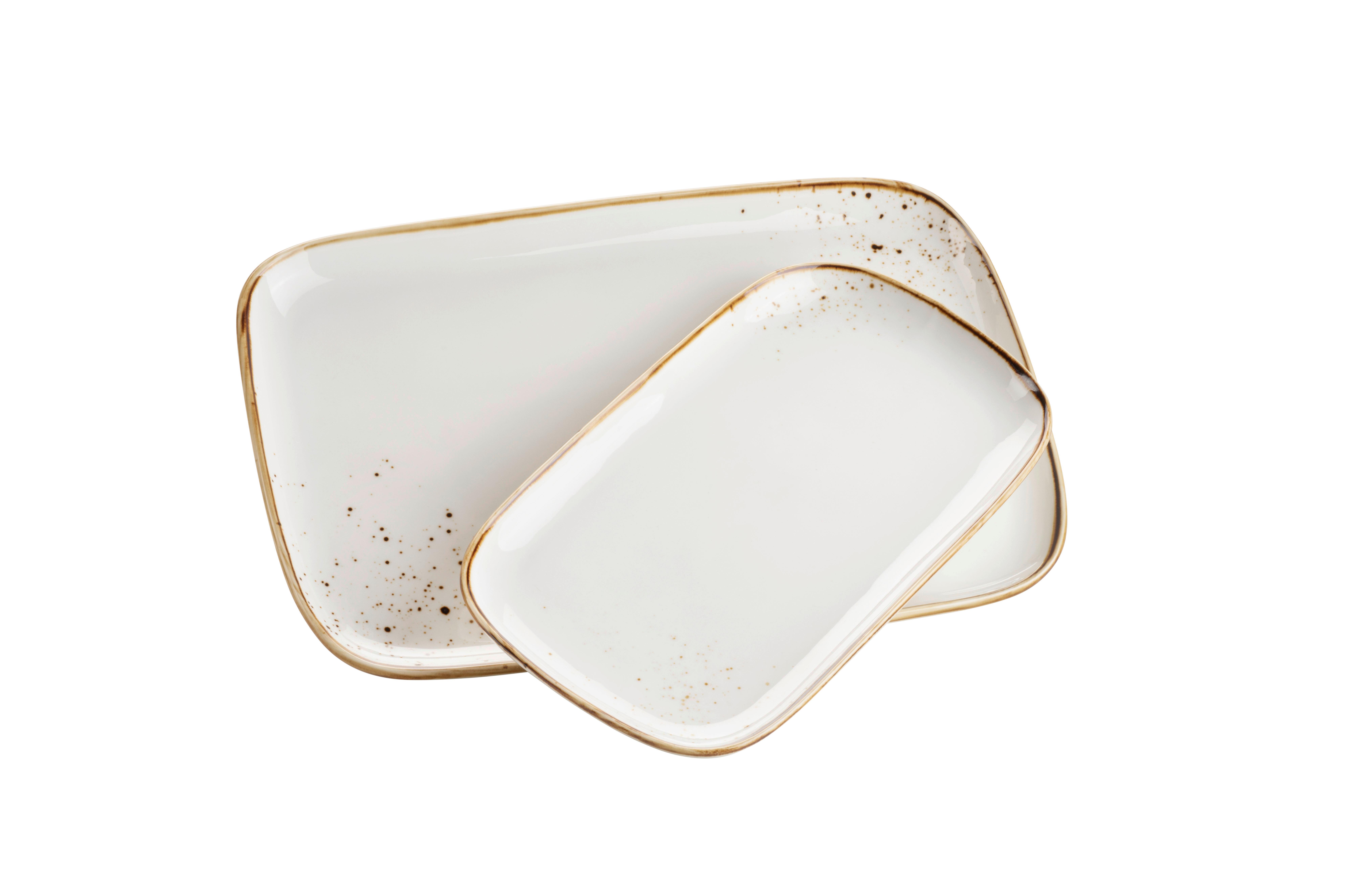 Servierplatte Pintar Rechteckig D: 25-30,5 Cm - Braun/Weiß, Basics, Keramik - Mäser