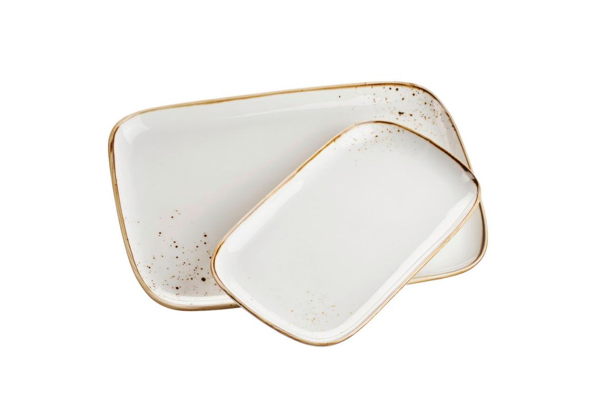 Servierplatte Pintar Rechteckig D: 25-30,5 Cm - Braun/Weiß, Basics, Keramik - Mäser