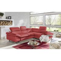 Ecksofa Mit Schlaffunktion Driver Rot Lederlook - Chromfarben/Rot, MODERN, Textil (266/214cm) - MID.YOU