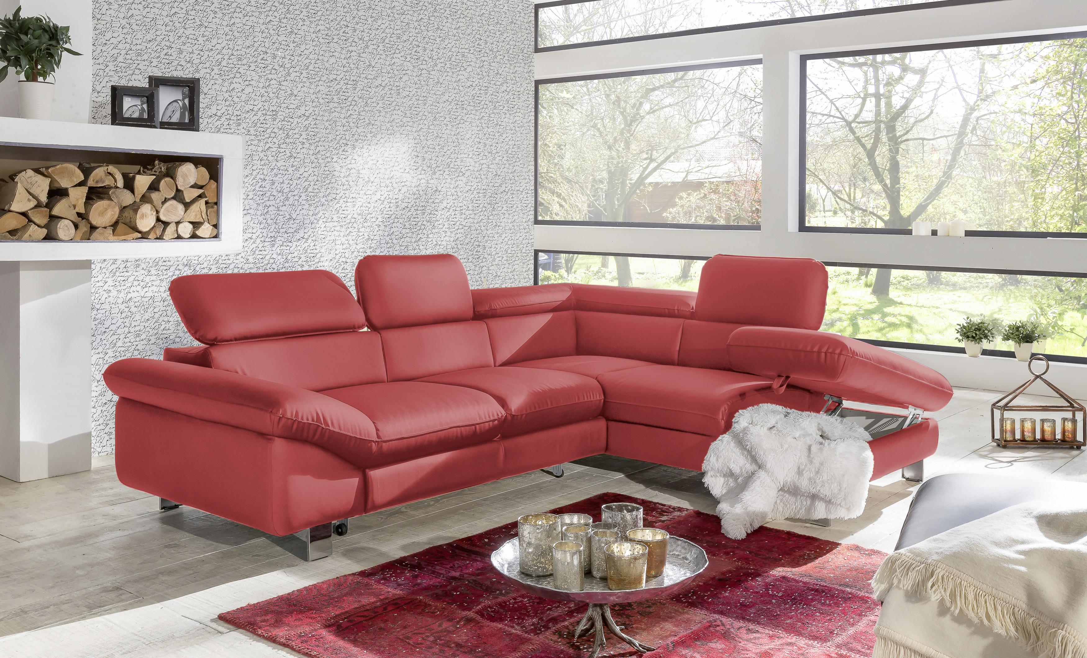Ecksofa Mit Schlaffunktion Driver Rot Lederlook