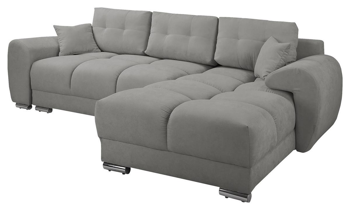 Ecksofa Azzuro Grau S: 256x175 Cm - Silberfarben/Grau, Design, Textil (256/175cm) - Livetastic