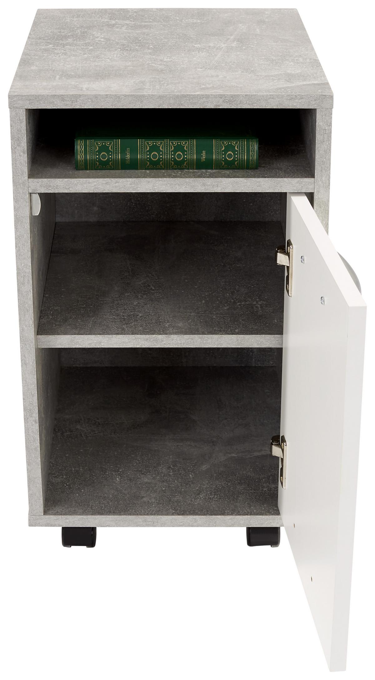 POJÍZDNÝ KONTEJNER LAURENC - šedá/bílá, Moderní, kompozitní dřevo/plast (33/59,5/38cm)