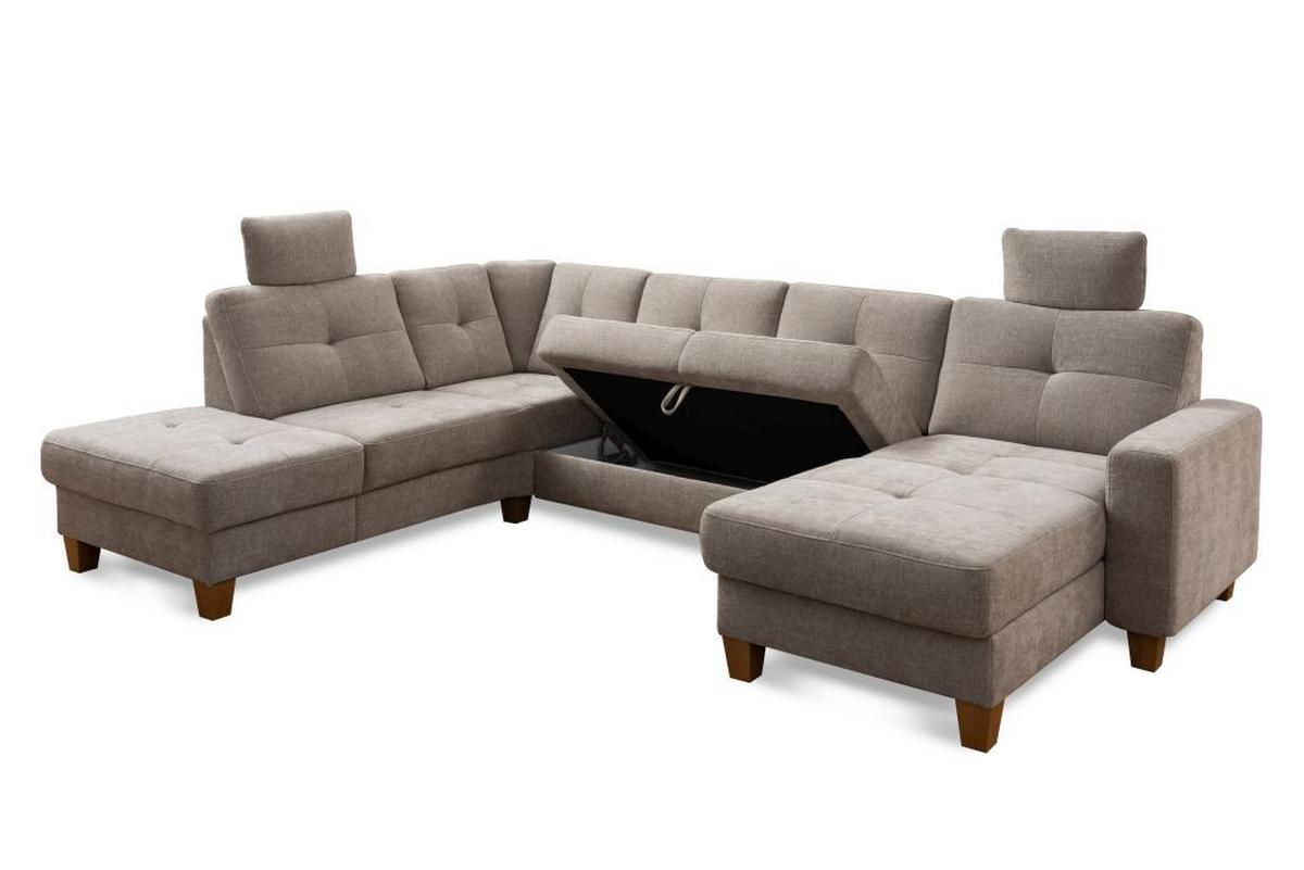 Sedacia súprava do U VARESE, ľavá, sivohnedá ženilka - farba duba/taupe, Modern, drevo/textil (222/318/164cm) - James Wood